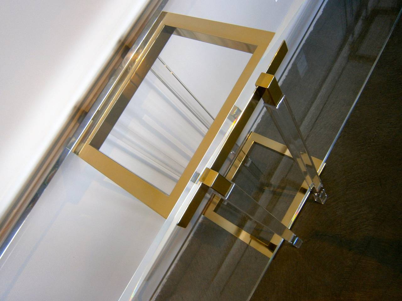 Contemporary Acrylic and Brass-Plated Steel Metric Console Table by Charles Hollis Jones