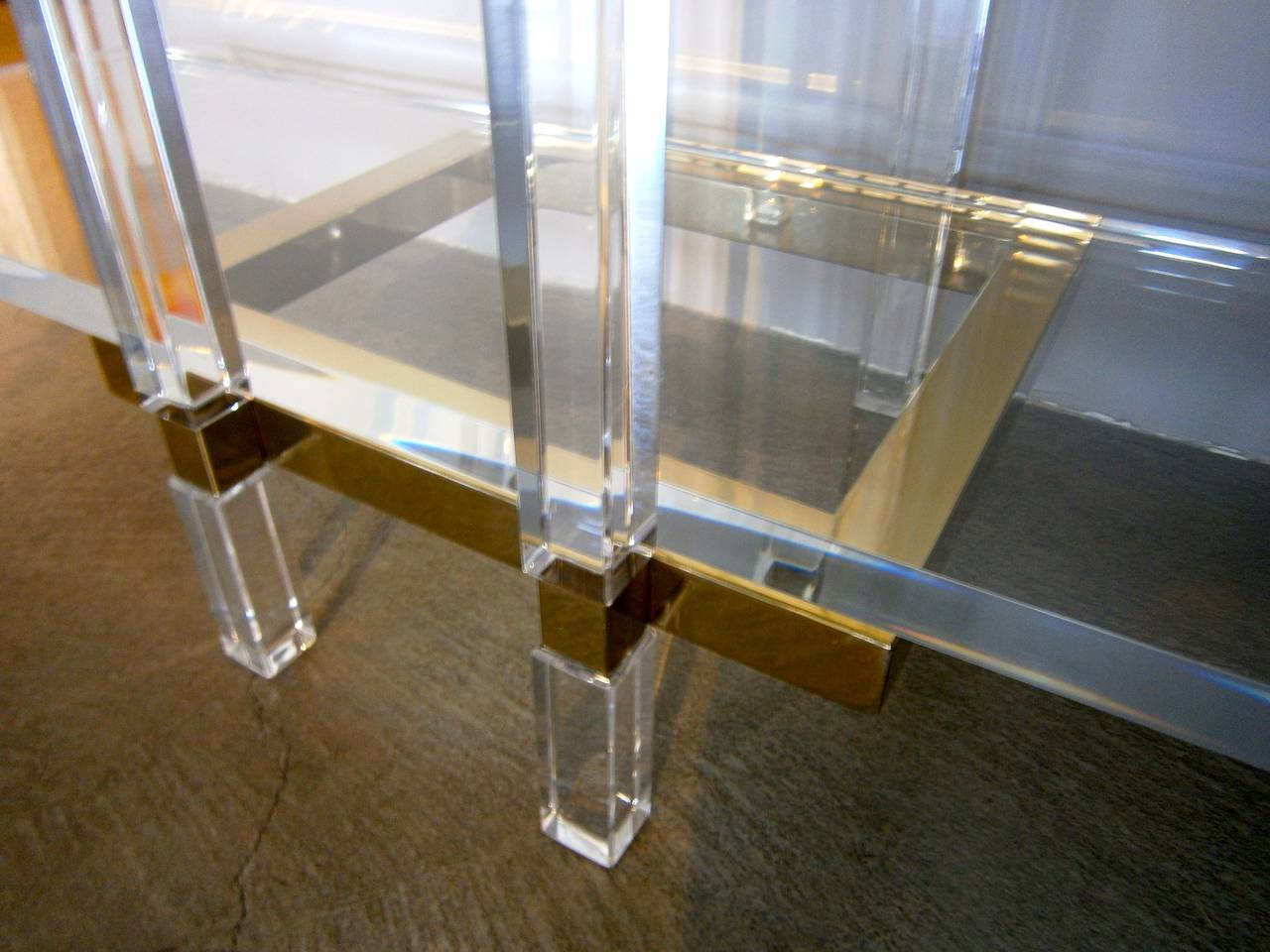Acrylic and Brass-Plated Steel Metric Console Table by Charles Hollis Jones 3
