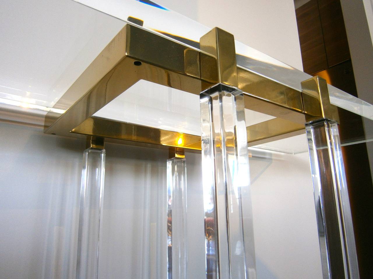 Acrylic and Brass-Plated Steel Metric Console Table by Charles Hollis Jones 2
