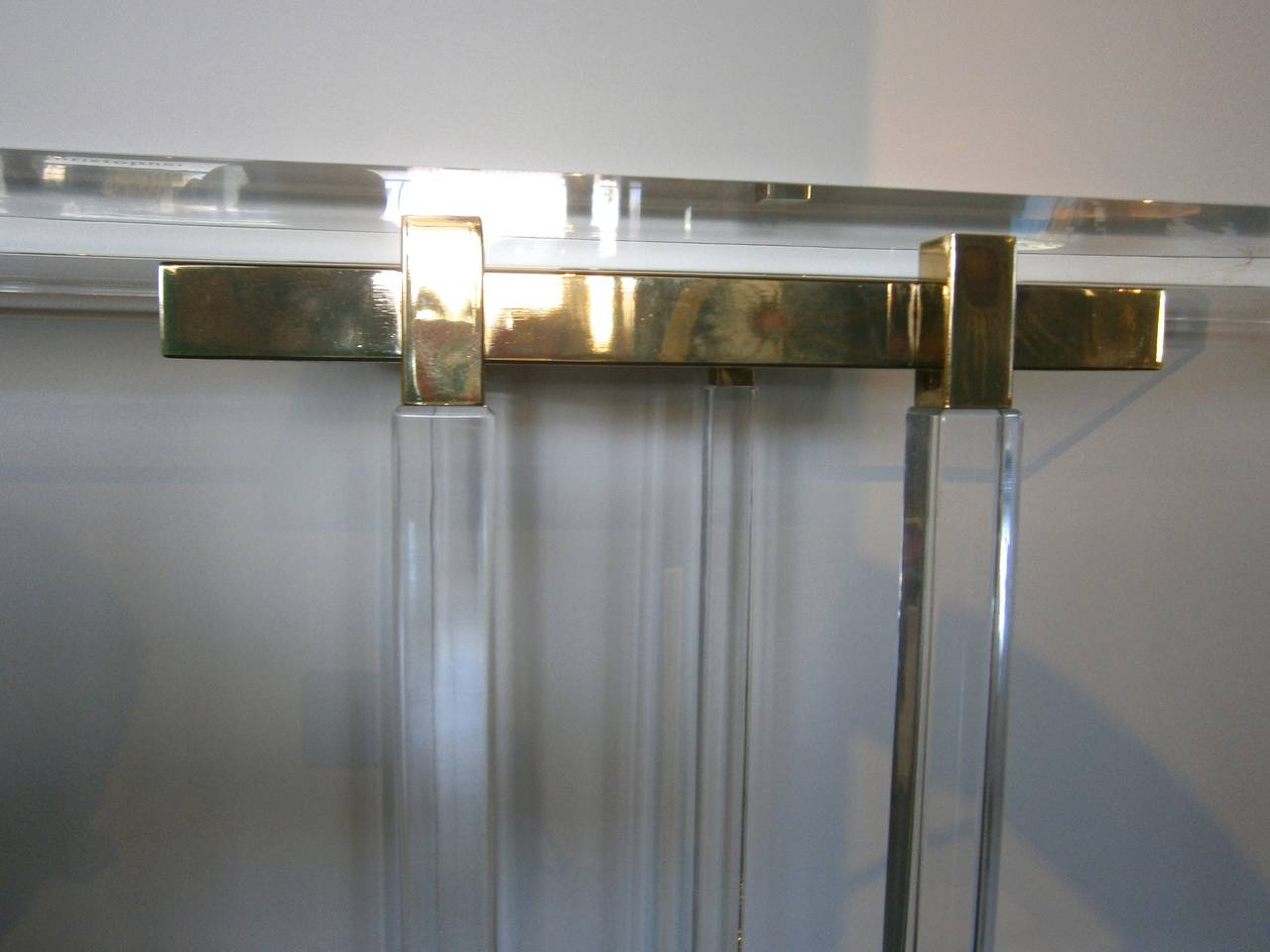 Acrylic and Brass-Plated Steel Metric Console Table by Charles Hollis Jones 1