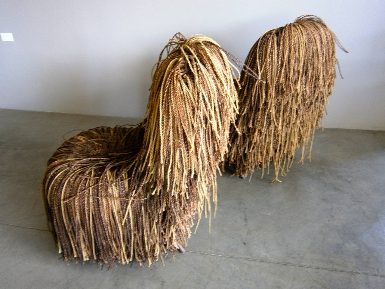 Jocular Pair of Shaggy Cord Chairs in the Style of the Campana Brothers. In Excellent Condition In Palm Springs, CA