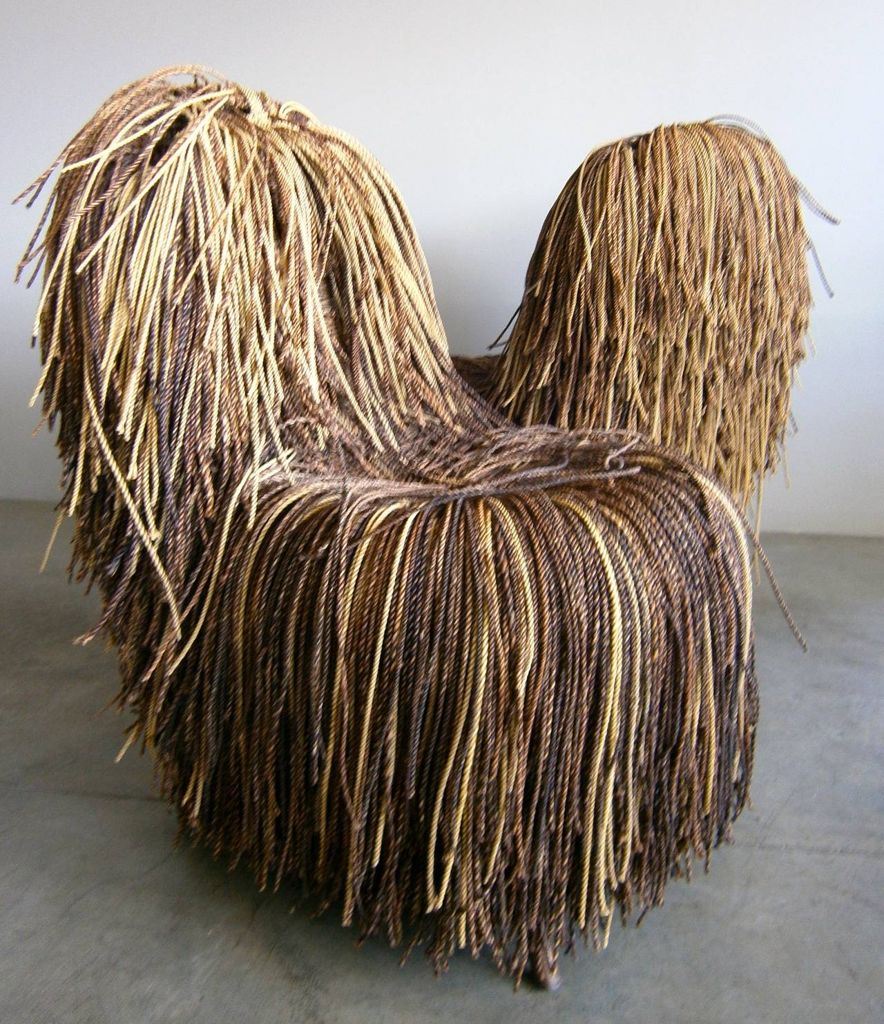 Jocular Pair of Shaggy Cord Chairs in the Style of the Campana Brothers. 1