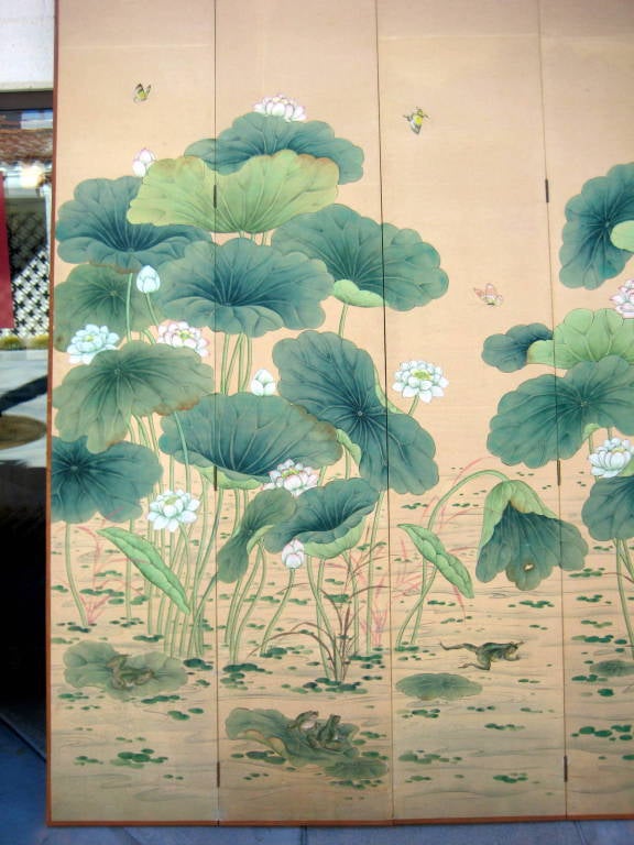 Mid-20th Century A tremendous 8 panel Lotus Screen by Robert Crowder c.1950's