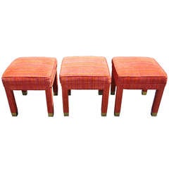 A trio of upholstered stools/ottomans attributable to Milo Baughman C.1970's