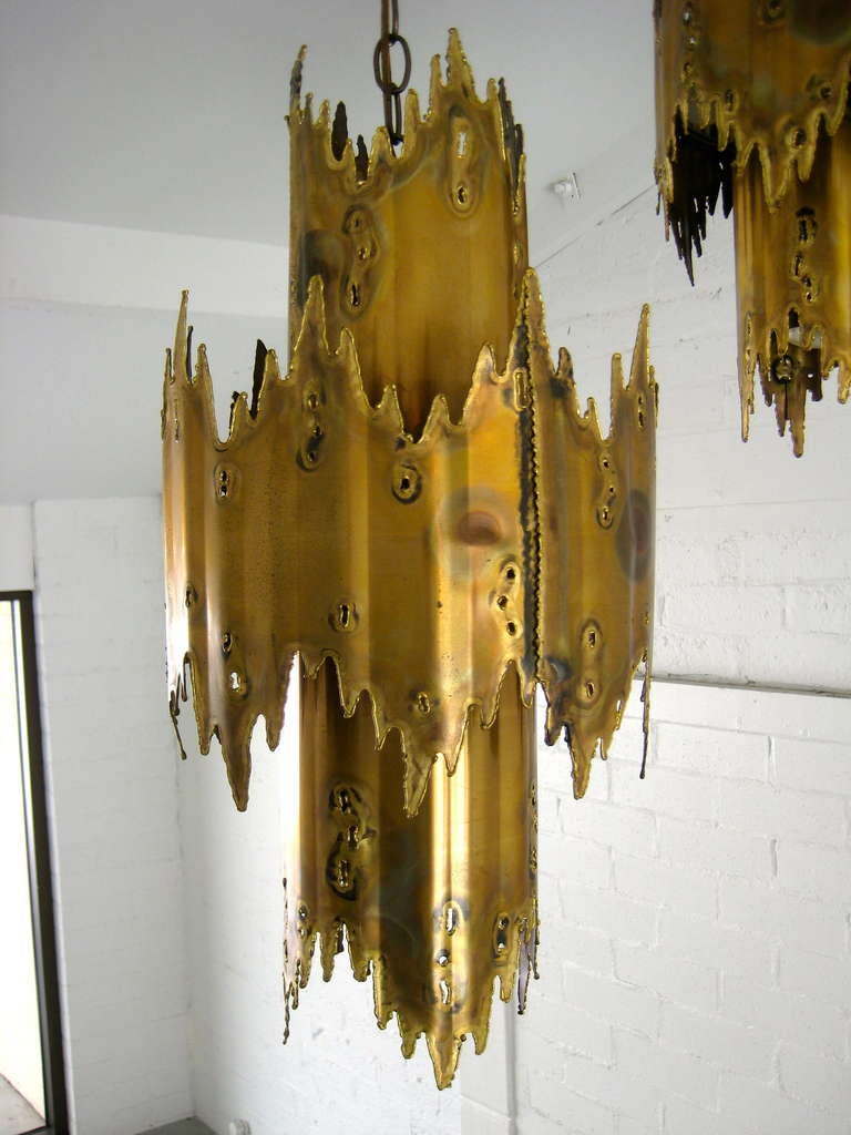 Mid-20th Century A Pair Of Brutalist Pendant Lights c.1960's By Tom Greene For Monteverdi Young.