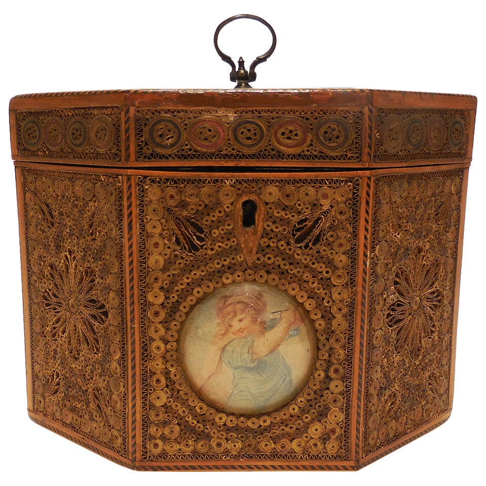 English Georgian Rolled Paper Tea Caddy.  C. 1790. For Sale