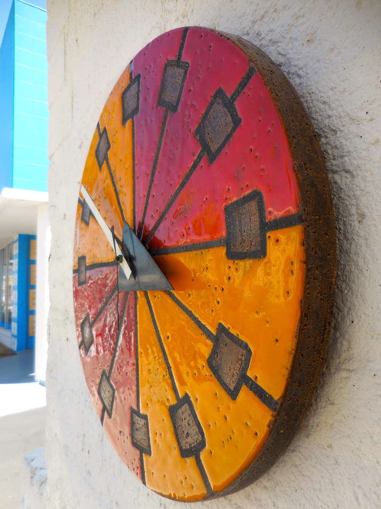 Vibrantly Glazed Howard Miller, Italian Ceramic Wall Clock 2