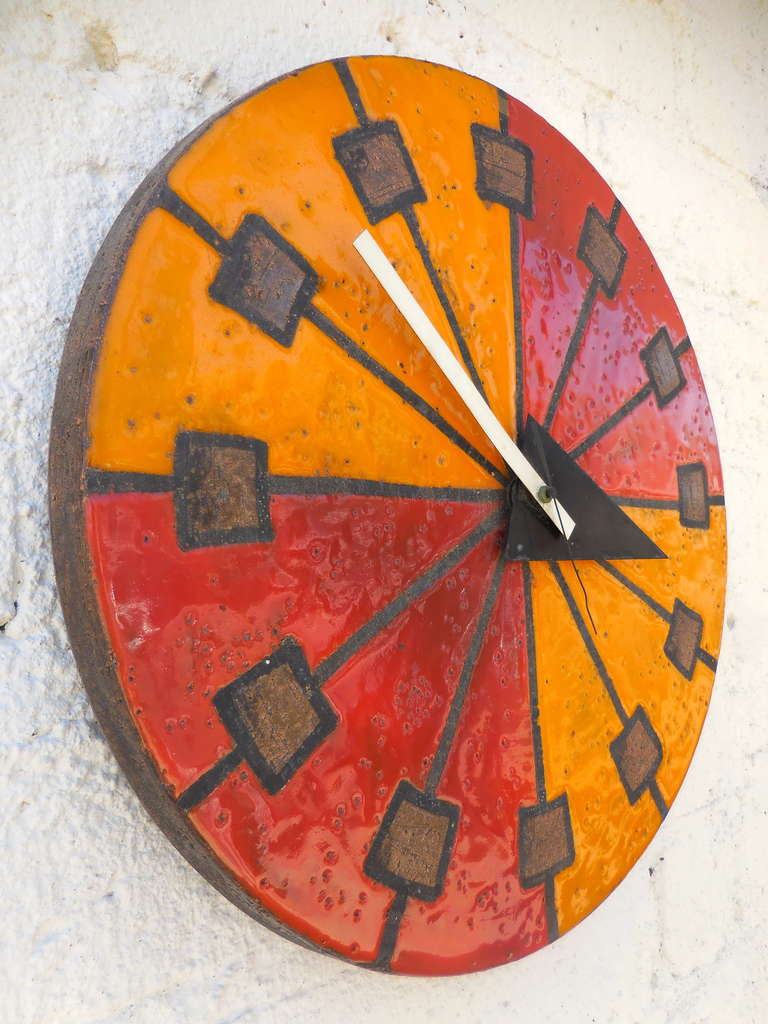 Vibrantly Glazed Howard Miller, Italian Ceramic Wall Clock 3