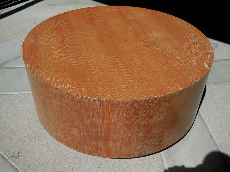 Cerused Oak Large Circular Drum Coffee Table 2