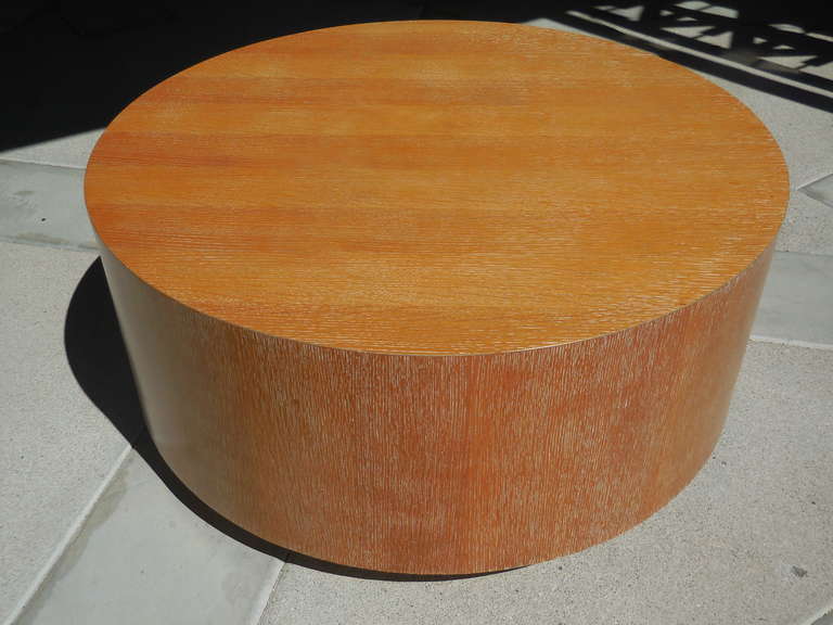 Cerused Oak Large Circular Drum Coffee Table 3