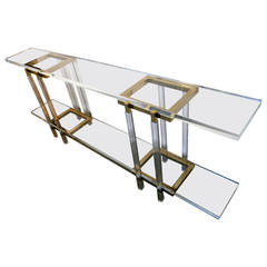 Acrylic and Brass-Plated Steel Metric Console Table by Charles Hollis Jones