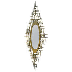 Brutalist Style Sculptural Wall Mirror by American Artist Del Williams