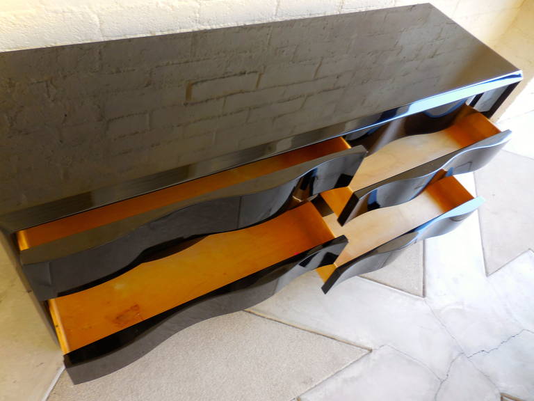 Wood Swedish Obsidian Lacquered Birchwood Chest by Edmond Spence, circa 1950