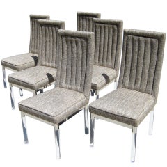 A set of six rare round leg Charles Hollis Jones dining chairs.