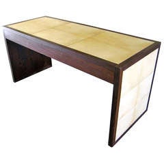 A Natural Goat Skin And Oak Desk In The Style Of Jean Michel Frank