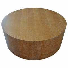 Vintage Cerused Oak Large Circular Drum Coffee Table