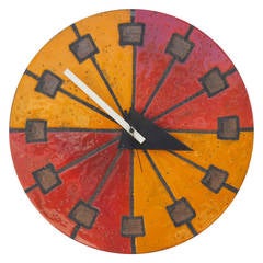 Retro Vibrantly Glazed Howard Miller, Italian Ceramic Wall Clock