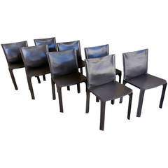 Set of Eight CAB Side Chairs by Mario Bellini for Cassina, circa 1970s