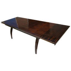 Outstanding French Art Moderne Macassar Ebony Dining Table  C 1940s