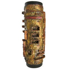 Vintage A Sculptural Studio Bronze And Steel Brutalist Lamp C.1970's.