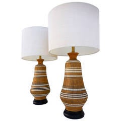 A Pair of 1960's Italian Ceramic Lamps Made by Marbro