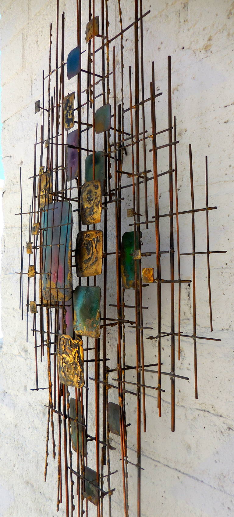 Mid-20th Century Beautifully Scaled 1950s Gilded Metal and Enamel Wall Sculpture