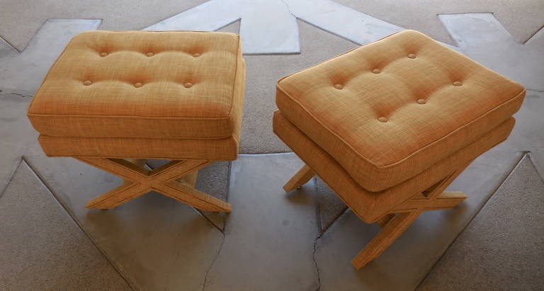 Late 20th Century Pair of Newly Reupholstered Vintage X-Form Benches from American of Martinsville