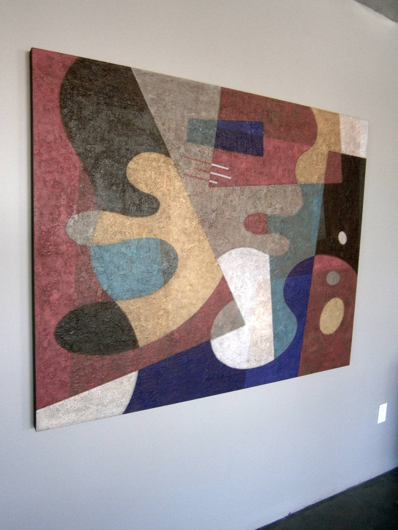 Contemporary Mid-Century Inspired Geometric Abstract Painting by American Artist 