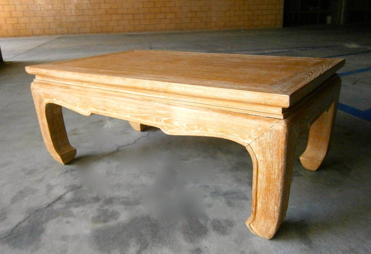 Mid-Century Modern Chinese Limed Oak Rectangular Low Table C. 1960s For Sale