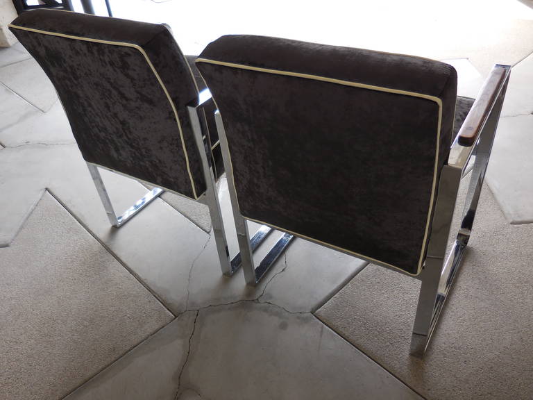 Late 20th Century Pair of Chrome-Plated Armchairs Attributed to Milo Baughman for DIA