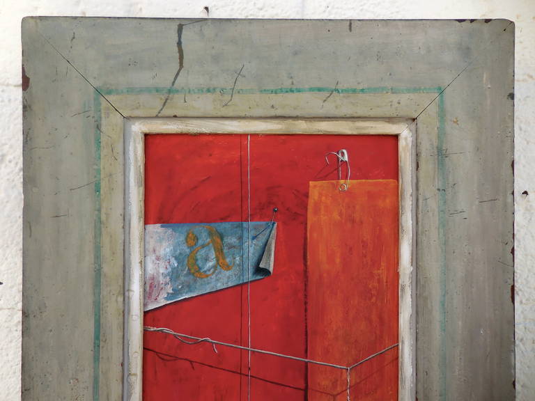 A superb original 1950s trompe l'oeil painting by California artist Phillip Kirkland. Signed on lower right 