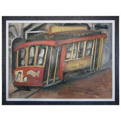 "Market and Powell" A Vintage Ashcan Style San Francisco Trolley Painting