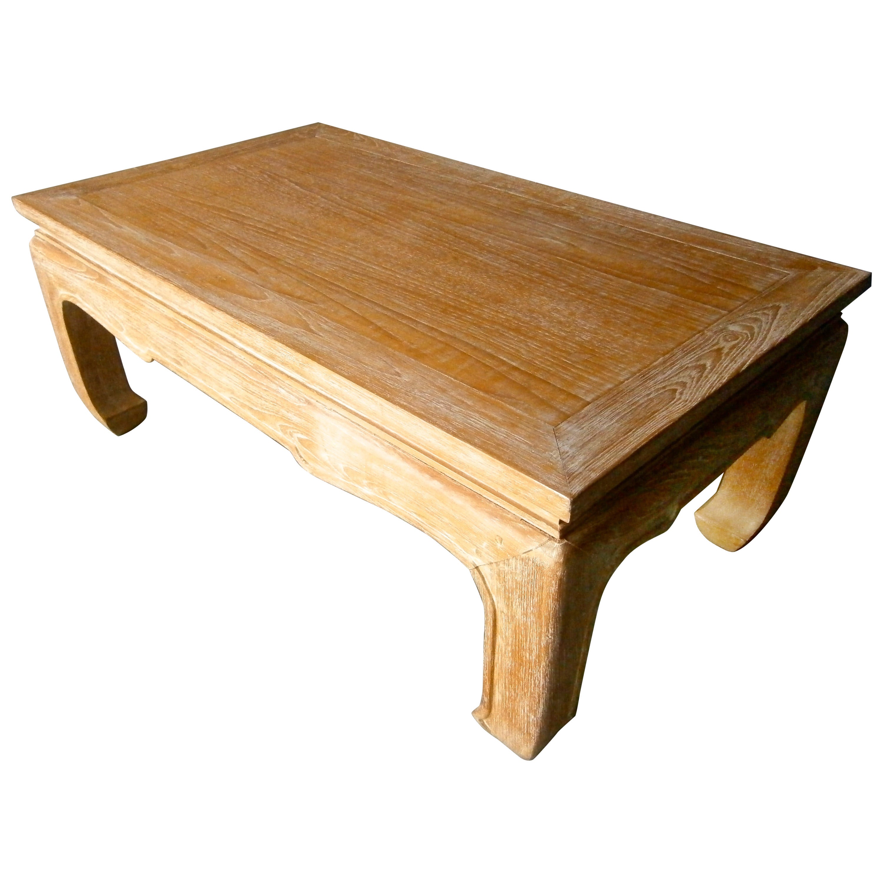 Chinese Limed Oak Rectangular Low Table C. 1960s For Sale