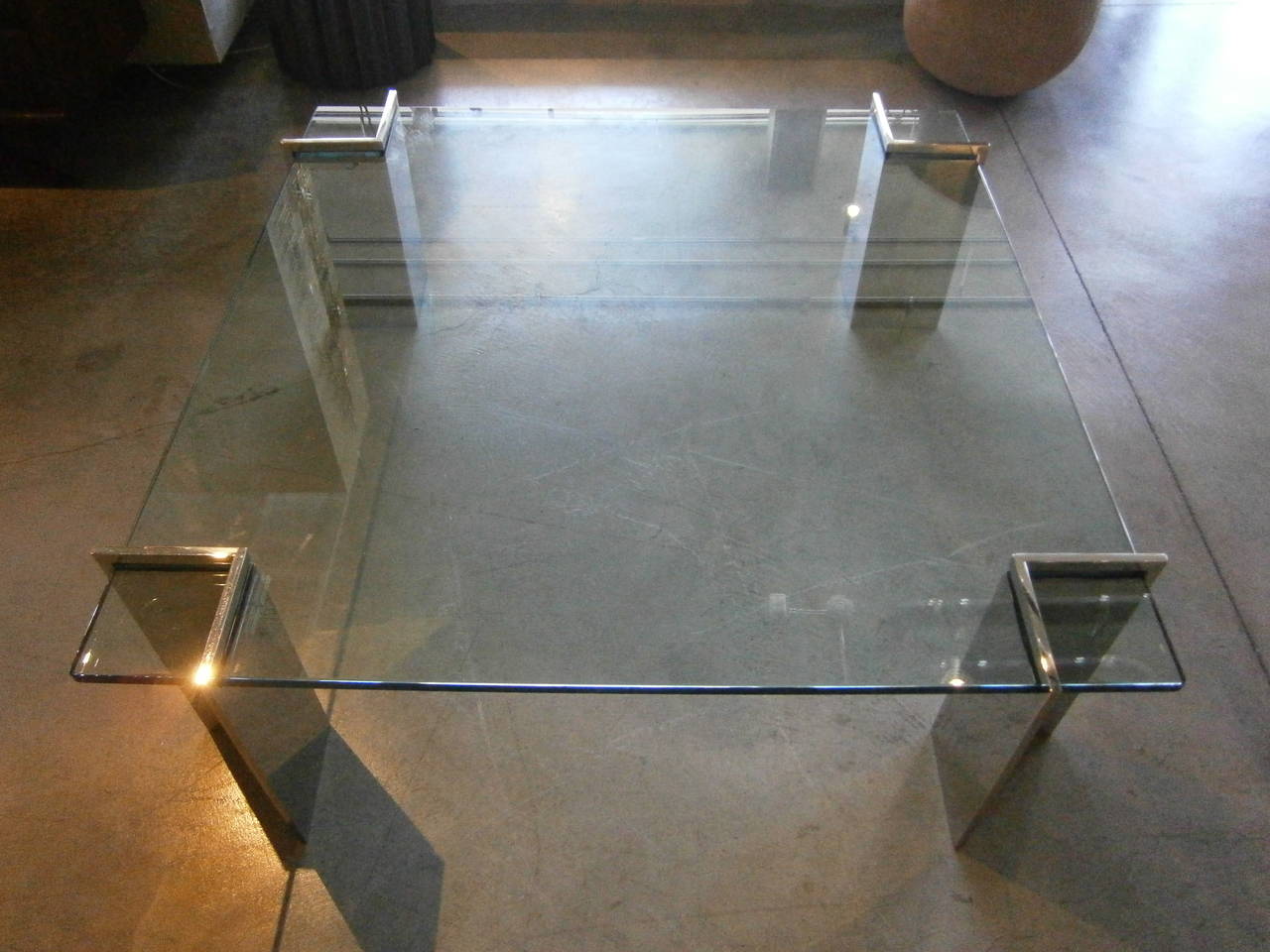 Glass and Polished Steel Coffee Table by Leon Rosen for Pace Collection C. 1970s 4