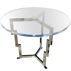 "Ziggarut" Nickel-Plated Steel and Acrylic Center Table by Charles Hollis Jones