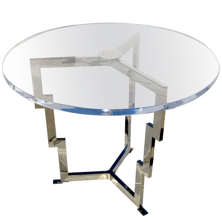 "Ziggarut" Nickel-Plated Steel and Acrylic Center Table by Charles Hollis Jones For Sale