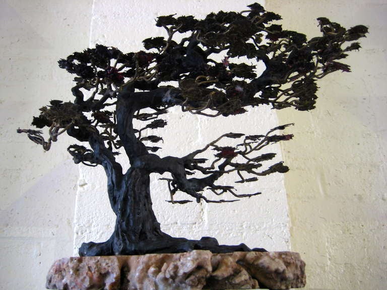 Mid-20th Century A Naturalistically Sculpted Bronze Bonzai Tree