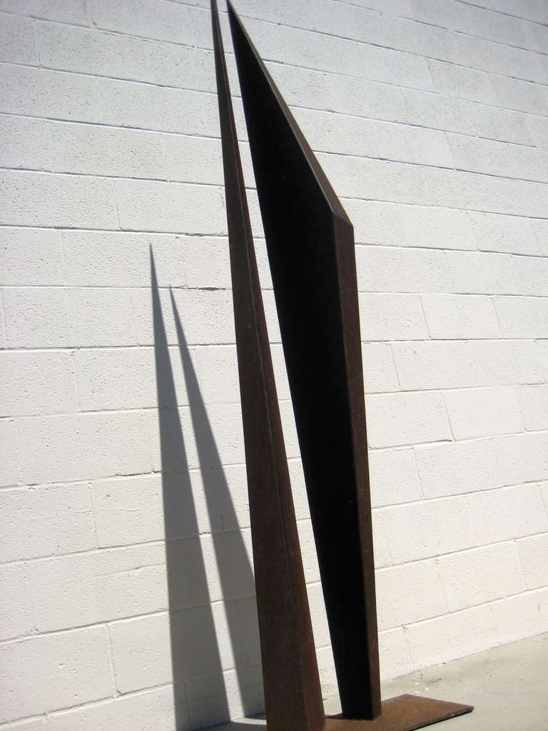 Expressionist Oxidized Steel Outdoor Sculpture by James Hill