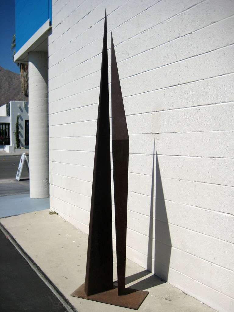 Oxidized Steel Outdoor Sculpture by James Hill In Excellent Condition In Palm Springs, CA