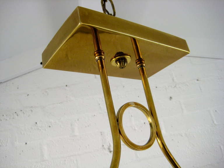 Solid Brass and Glass Elongated Ceiling Fixture In Excellent Condition For Sale In Palm Springs, CA