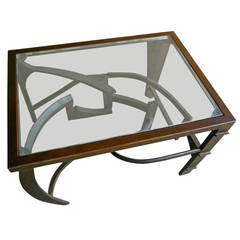 Custom Studio Made Sculpted Bronzed Steel Side Table