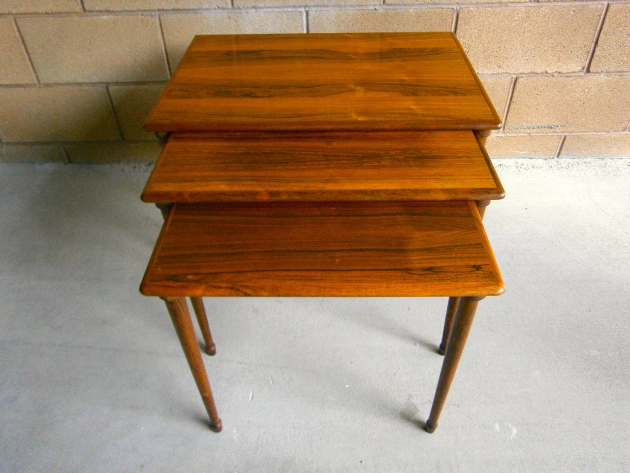 Mid-20th Century Trio of Norwegian Rosewood Stacking Tables Made by Brode Blindheim  C.1960s For Sale