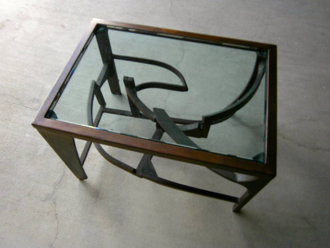 Custom Studio Made Sculpted Bronzed Steel Side Table