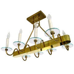 Solid Brass and Glass Elongated Ceiling Fixture