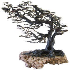 A Naturalistically Sculpted Bronze Bonzai Tree A Naturalistically Sculpted Bronze Bonzai Tree