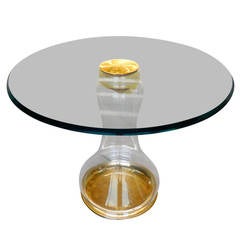 Rare Sarreid Bottle Form Brass-Plated Steel and Glass Side Table, circa 1960s
