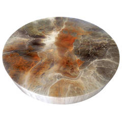 Enamel Lacquered Floating Coffee Table on Recessed Chrome Base, circa 1970s