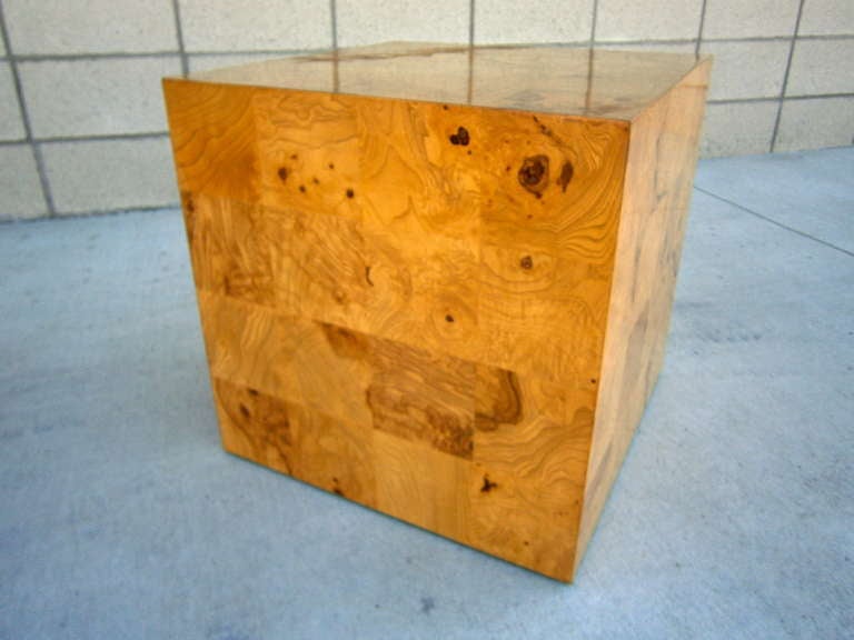 Mid-Century Modern A Labeled Burl Wood Cube By Milo Baughman For Thayer Coggin