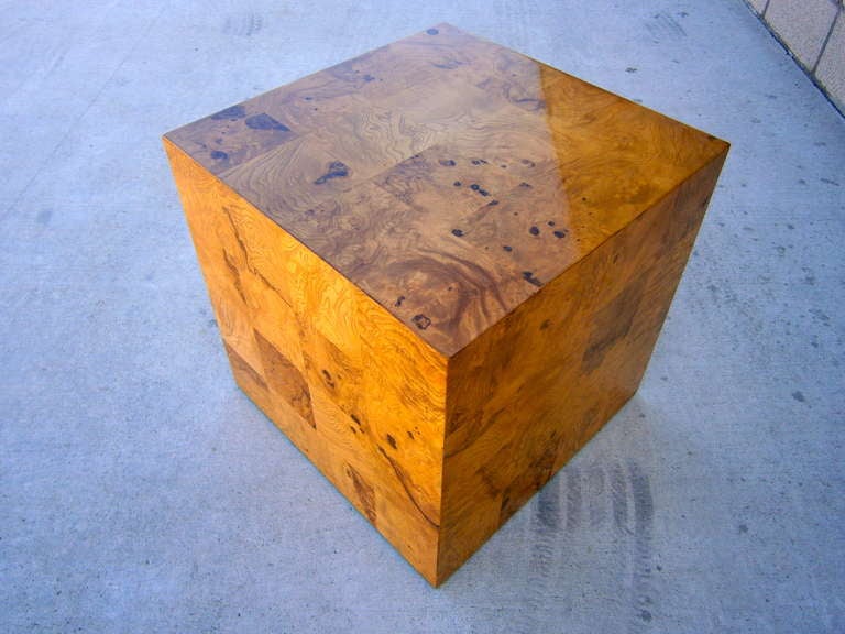 American A Labeled Burl Wood Cube By Milo Baughman For Thayer Coggin