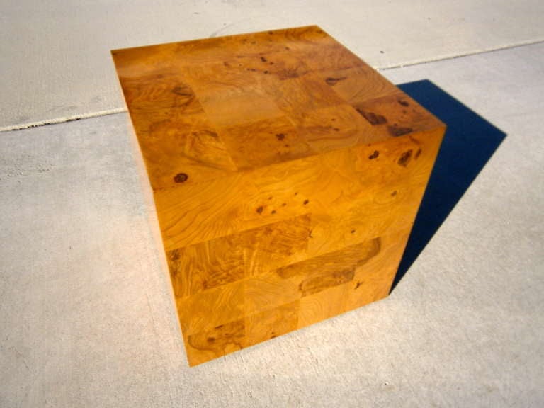 Late 20th Century A Labeled Burl Wood Cube By Milo Baughman For Thayer Coggin